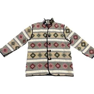 Vintage Southwestern Style Reversible Tapestry  Woven Jacket